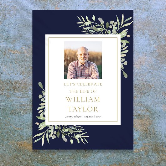 Poster Panneau de célébration de vie en bleu marine avec 