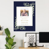 Poster Panneau de célébration de vie en bleu marine avec  (Bureau à domicile)