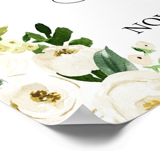 Poster Panneau de célébration de vie florale blanche, pan (Coin)