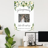 Poster Panneau de célébration de vie florale blanche, pan (Bureau à domicile)