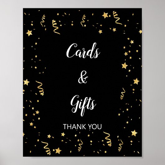 Poster Panneau de célébration en or sur cartes et cadeaux (Devant)