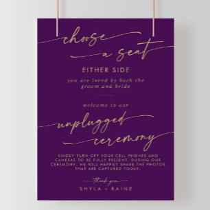 Poster Panneau de cérémonie Boho Gold et Purple Seat Unpl
