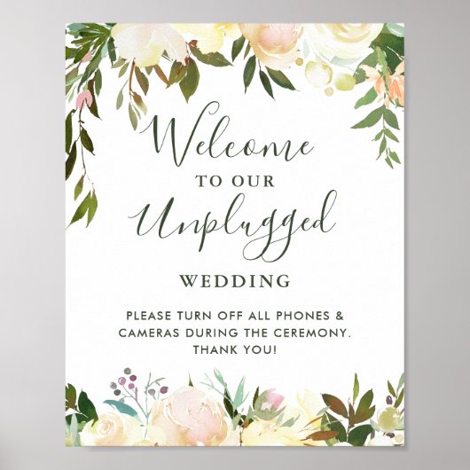 Poster Panneau de cérémonie de mariage floral verdure non (Devant)