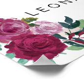 Poster Panneau de cérémonie débranché des roses d'aquarel (Coin)