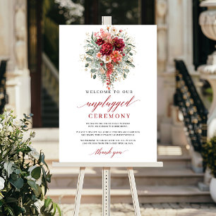 Poster Panneau de cérémonie élégant Burgundy chic Eucalyp