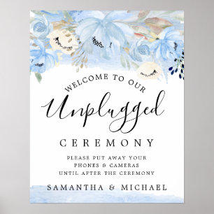 Poster Panneau de cérémonie Mariage débranché Blue Gold F