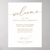 Poster Panneau de cérémonie Mariage débranché Gold Rustic (Devant)