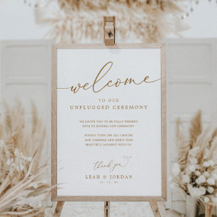 Poster Panneau de cérémonie Mariage débranché Gold Rustic