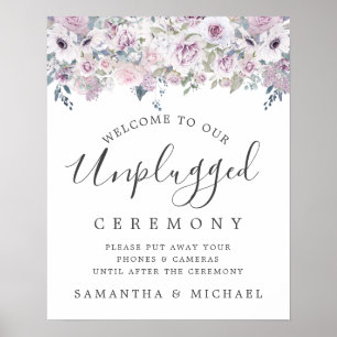Poster Panneau de cérémonie Mariage violet floral débranc