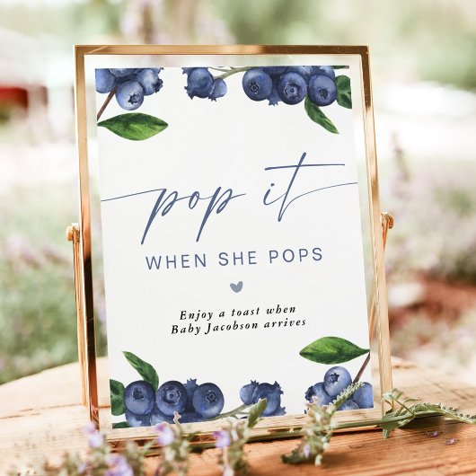Poster Panneau de Champagne pour Baby Shower 'Pop When Sh