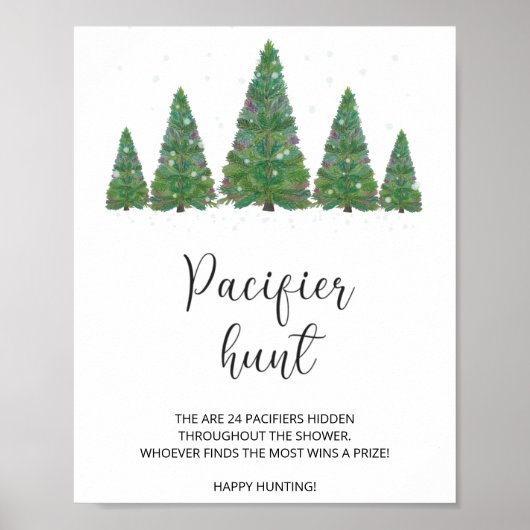 Poster Panneau de chasse à la tétine d'hiver. Jeu Trouver (Devant)