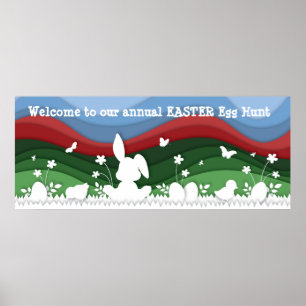 Poster Panneau de chasse aux oeufs de Pâques, bannière an