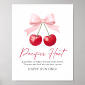 Poster Panneau de chasse Cherry Baby shower Pacifier (Devant)