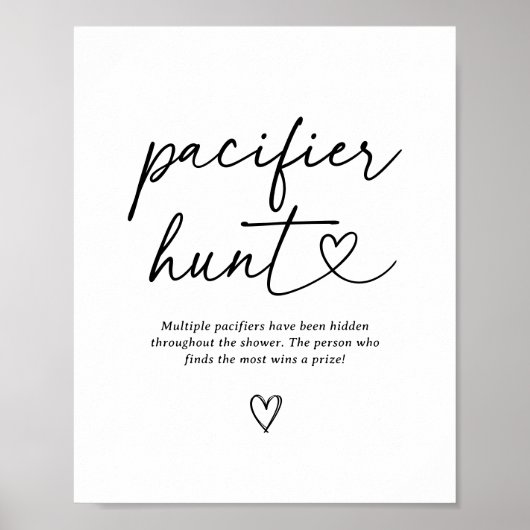 Poster Panneau de chasse de Baby shower de script moderne (Devant)