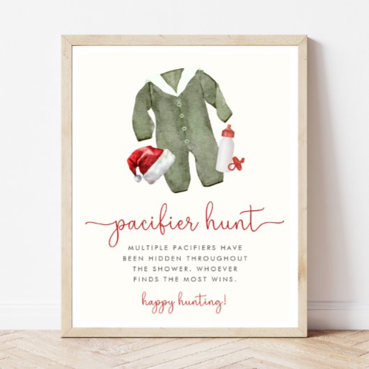 Poster Panneau de chasse du Baby shower de Noël