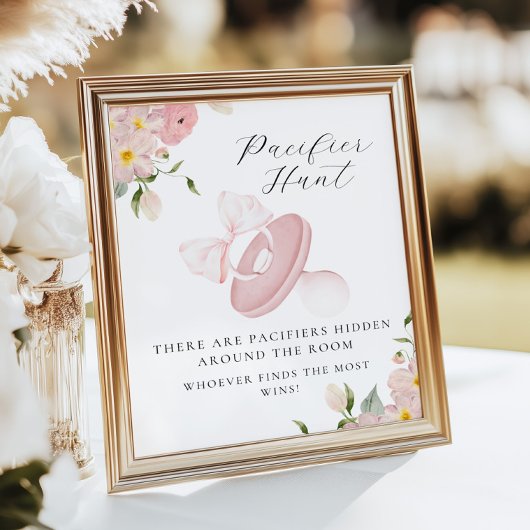 Poster Panneau de chasse Floral Bow Baby shower Pacifier