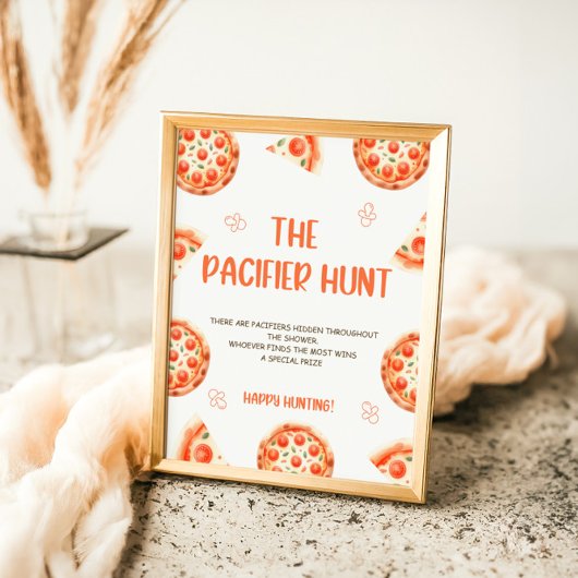 Poster Panneau de chasse Pizza Baby shower Pacifier