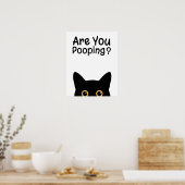 Poster Panneau de chat noir drôle - Êtes-vous en train de (Cuisine)