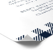 Poster Panneau de Cocktail Mariage Rustique bleu Plaid (Coin)