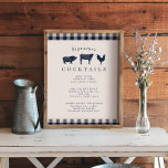 Poster Panneau de Cocktail Mariage Rustique bleu Plaid<br><div class="desc">Panneau de Cocktail Mariage Rustique bleu Plaid</div>