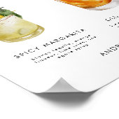 Poster Panneau de Cocktail Signature rose orange (Coin)