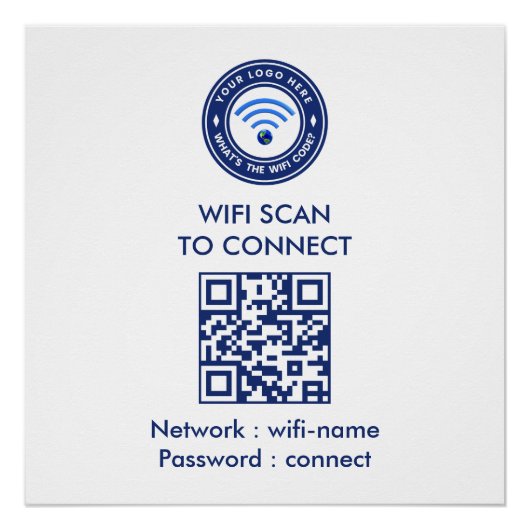 Poster Panneau de code QR de mot de passe WiFi | Wi‑Fi | (Devant)