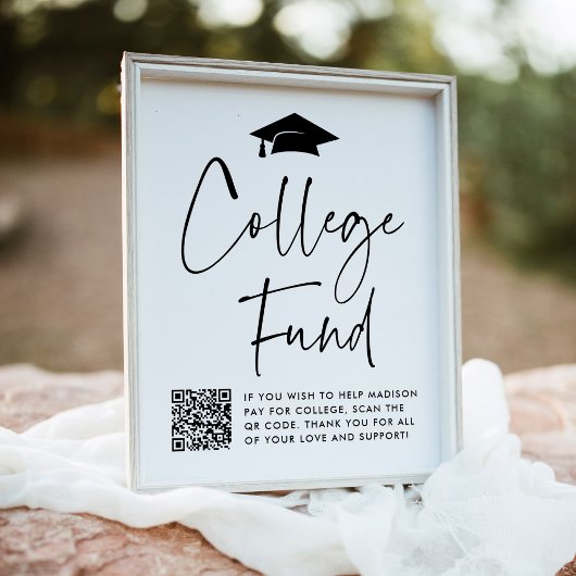 Poster Panneau de code QR de remise de diplôme du fonds u