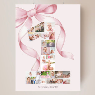 Poster Panneau de collage photo pour le premier anniversa
