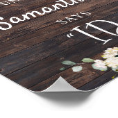 Poster Panneau de compte à rebours de mariage floral de v (Coin)