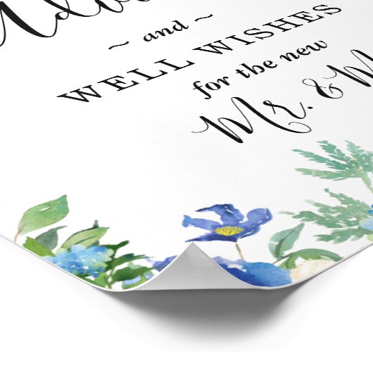 Poster Panneau de conseil Blue Hydrangea et puits (Coin)