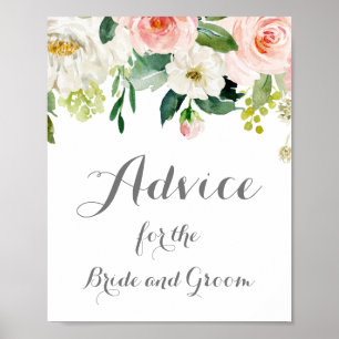 Poster Panneau de conseil Mariage rose et blanc