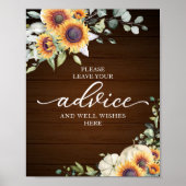 Poster Panneau de conseils de Baby Shower Greenery Sunflo (Devant)