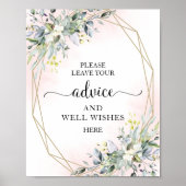 Poster Panneau de conseils et vœux de verdure eucalyptus (Devant)