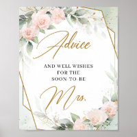Panneau de conseils pour la mariée avec végétation