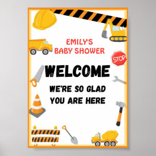 Poster Panneau de construction, Anniversaire, Baby shower