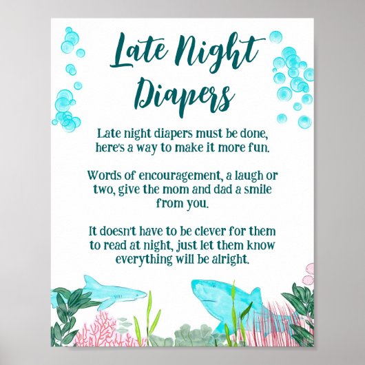 Poster Panneau de couche de nuit baby shower (Devant)