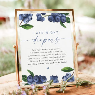 Poster Panneau de couche de nuit pour Baby Shower Berry S