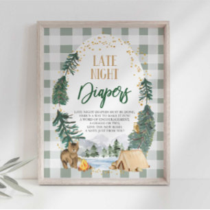 Poster Panneau de couche pour bébé tard la nuit pour Baby
