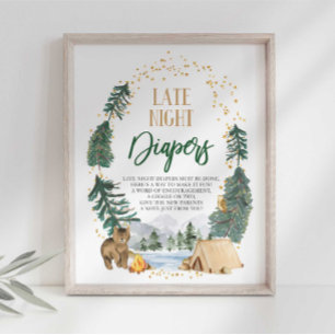 Poster Panneau de couche pour bébé tard la nuit pour Baby