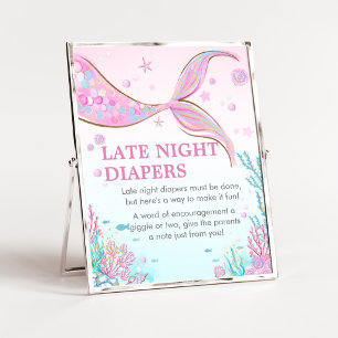 Poster Panneau de Couches de Nuit pour Baby Shower Sirène