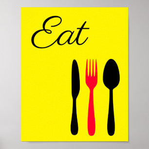 Poster Panneau de cuisine jaune, noir et rouge