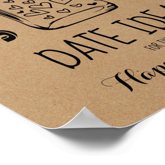 Poster Panneau de date d'idée de jeu de douche de mariée (Coin)