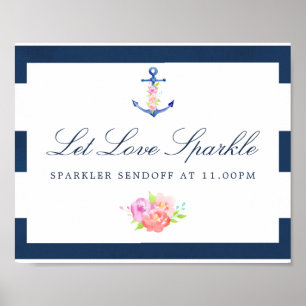 Poster Panneau de départ avec étincelles pour mariage flo