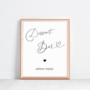 Poster Panneau de dessert Coeur Bar Mariage noir blanc