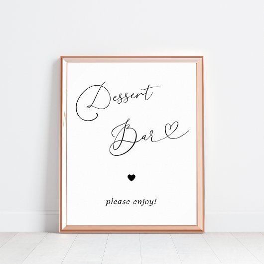 Poster Panneau de dessert Coeur Bar Mariage noir blanc