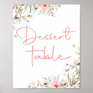 Poster Panneau de dessert de fête de fleurs sauvages à l'