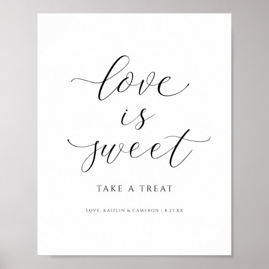 Poster Panneau de dessert de mariage L'amour est doux buf (Devant)