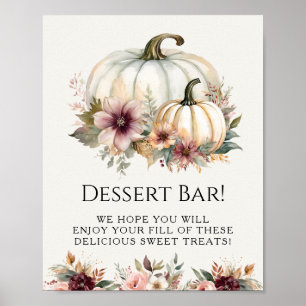 Poster Panneau de dessert floral Burgundy Fall Citrouille