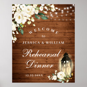Poster Panneau de dîner de répétition florale Wood & Whit