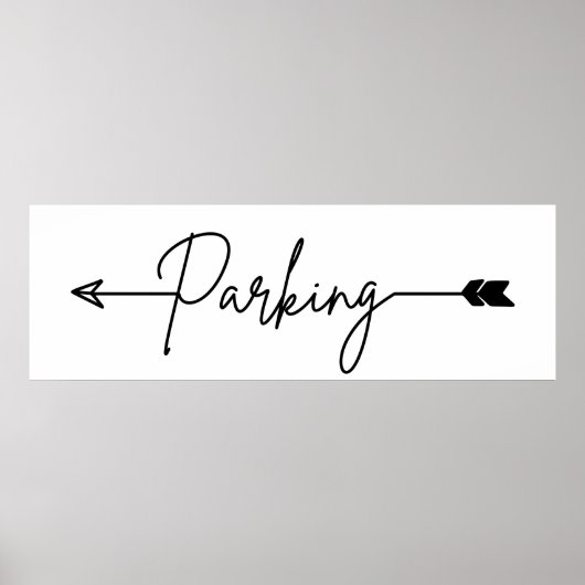 Poster Panneau de direction du stationnement à gauche, fl (Devant)